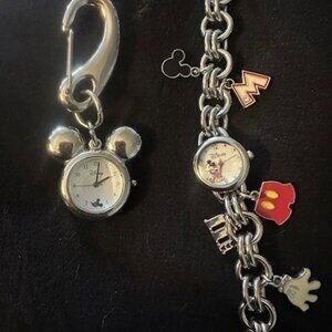 Disney Mickey Mouse Charm Bracelet Watch and Purse Charm with Watch